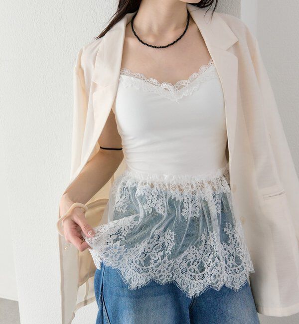  「パット付きレースドッキングキャミソール」|キャミソール|