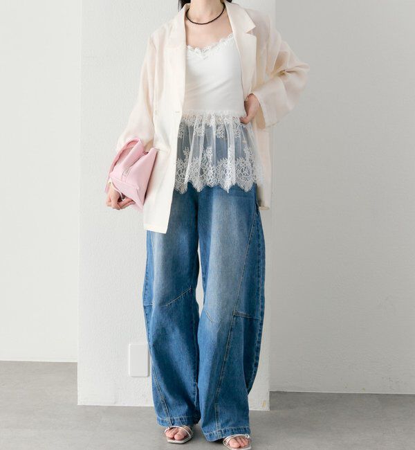  「パット付きレースドッキングキャミソール」|キャミソール|