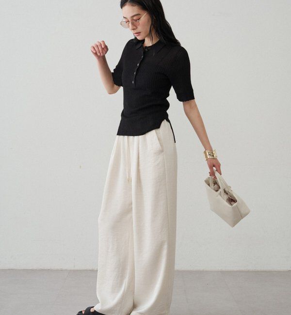  「サテンワイドイージーパンツ」|チノ|