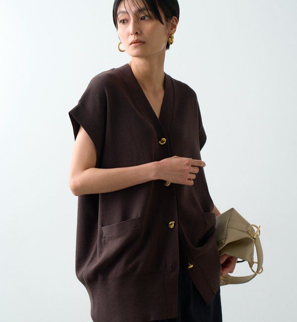  「ツイストボタンフレンチニットカーデ」|ニット・セーター|