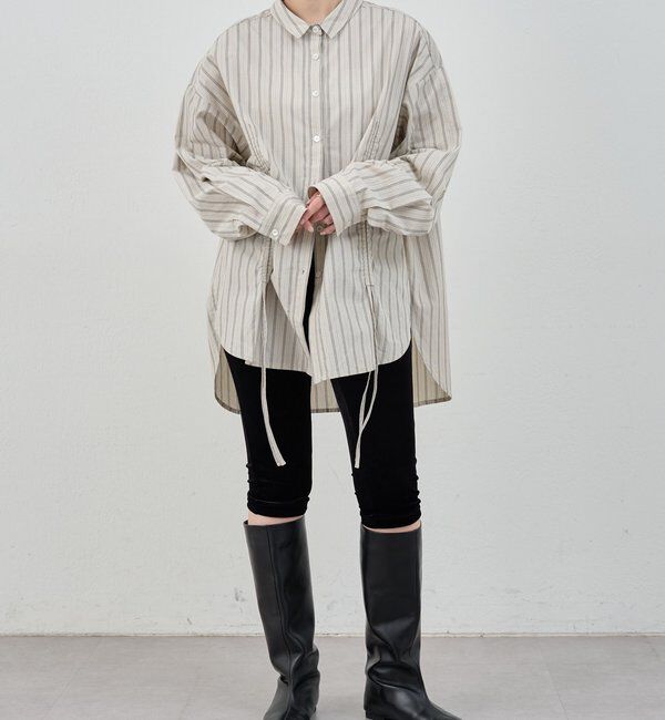  「ストライプギャザーブラウス」|シャツ・ブラウス|