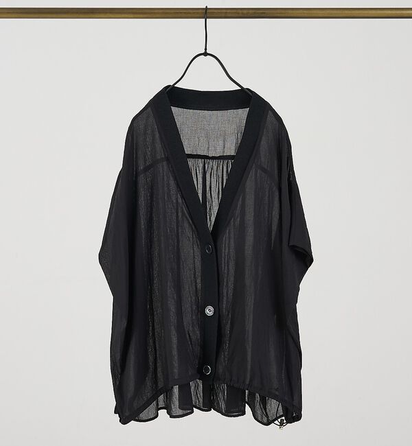 collex「異素材コンビカーデブラウス【予約】」|シャツ・ブラウス|ブラック