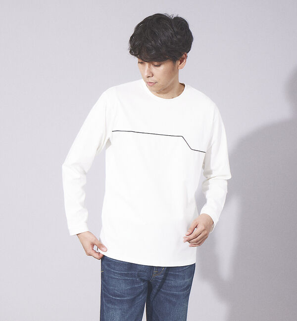 ABAHOUSE「【フロントパイピング】ロングスリーブ Tシャツ」|Tシャツ・カットソー|ホワイト