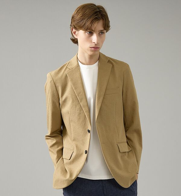 ABAHOUSE「【セットアップ対応】リネンライク ライトジャケット / 軽量 ストレッチ 手洗い」|テーラードジャケット|