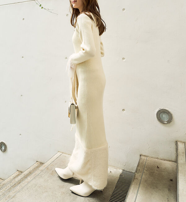 Rouge vif「【一部店舗限定】リブボートネックヘムフェザーワンピース」|ワンピース|