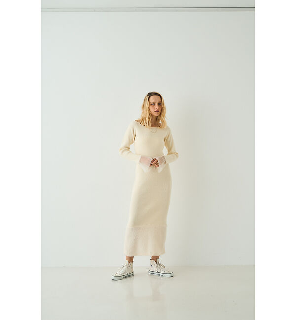 Rouge vif「【一部店舗限定】リブボートネックヘムフェザーワンピース」|ワンピース|