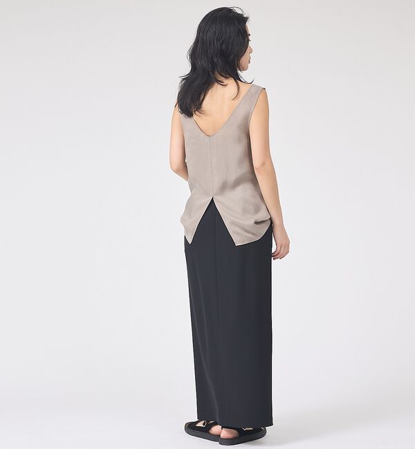 Rouge vif「【防しわ】【梳毛調ストレッチ素材】ダブルタックフロントスリットタイトスカート【予」|スカート|