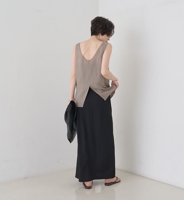 Rouge vif「【防しわ】【梳毛調ストレッチ素材】ダブルタックフロントスリットタイトスカート【予」|スカート|