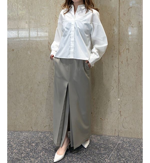 Rouge vif「【防しわ】【梳毛調ストレッチ素材】ダブルタックフロントスリットタイトスカート【予」|スカート|