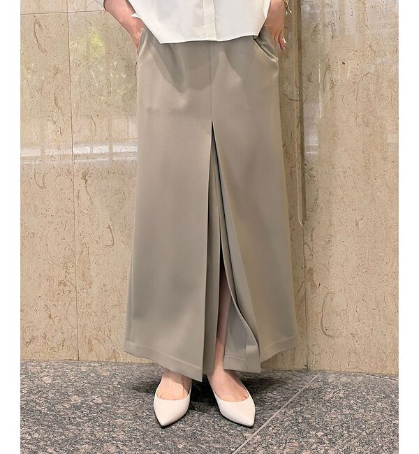 Rouge vif「【防しわ】【梳毛調ストレッチ素材】ダブルタックフロントスリットタイトスカート【予」|スカート|