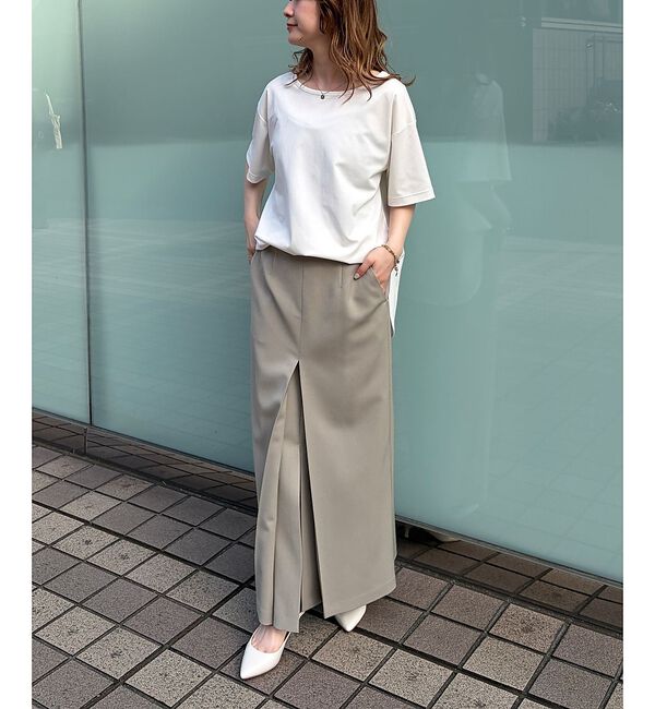 Rouge vif「【防しわ】【梳毛調ストレッチ素材】ダブルタックフロントスリットタイトスカート【予」|スカート|