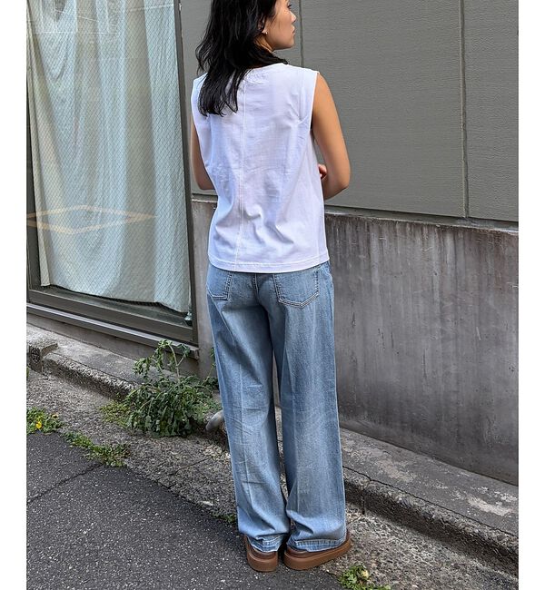 Rouge vif「【接触冷感】【UVカット】【一部店舗限定】ドレープギャザーノースリーブカットソー」|Tシャツ・カットソー|