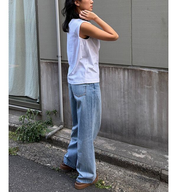 Rouge vif「【接触冷感】【UVカット】【一部店舗限定】ドレープギャザーノースリーブカットソー」|Tシャツ・カットソー|