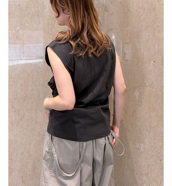 Rouge vif「【接触冷感】【UVカット】【一部店舗限定】ドレープギャザーノースリーブカットソー」|Tシャツ・カットソー|