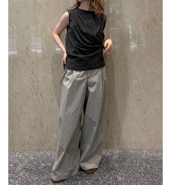 Rouge vif「【接触冷感】【UVカット】【一部店舗限定】ドレープギャザーノースリーブカットソー」|Tシャツ・カットソー|