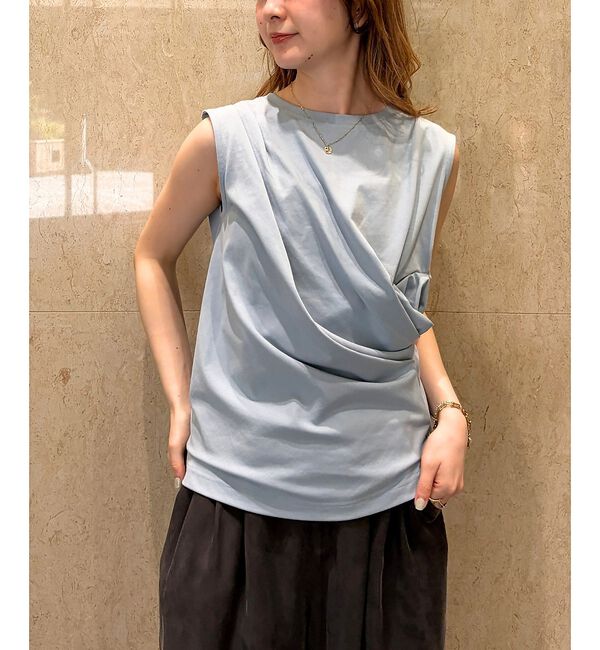 Rouge vif「【接触冷感】【UVカット】【一部店舗限定】ドレープギャザーノースリーブカットソー」|Tシャツ・カットソー|