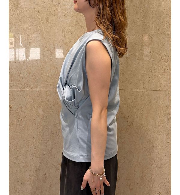 Rouge vif「【接触冷感】【UVカット】【一部店舗限定】ドレープギャザーノースリーブカットソー」|Tシャツ・カットソー|