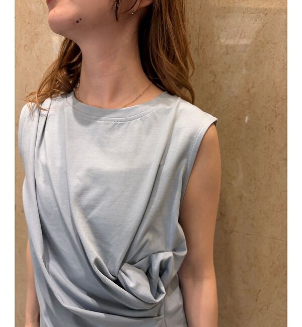 Rouge vif「【接触冷感】【UVカット】【一部店舗限定】ドレープギャザーノースリーブカットソー」|Tシャツ・カットソー|