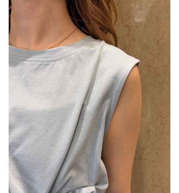 Rouge vif「【接触冷感】【UVカット】【一部店舗限定】ドレープギャザーノースリーブカットソー」|Tシャツ・カットソー|