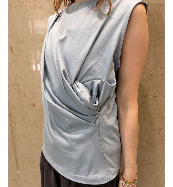 Rouge vif「【接触冷感】【UVカット】【一部店舗限定】ドレープギャザーノースリーブカットソー」|Tシャツ・カットソー|