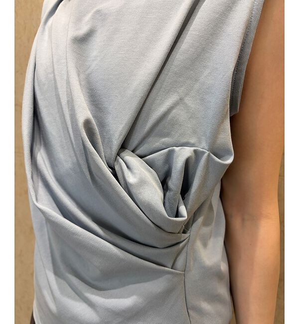 Rouge vif「【接触冷感】【UVカット】【一部店舗限定】ドレープギャザーノースリーブカットソー」|Tシャツ・カットソー|