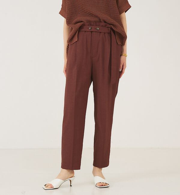 qualite「オックスストレッチベルトパンツ」|その他|ボルドー