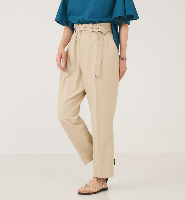 qualite「オックスストレッチベルトパンツ」|その他|ベージュ