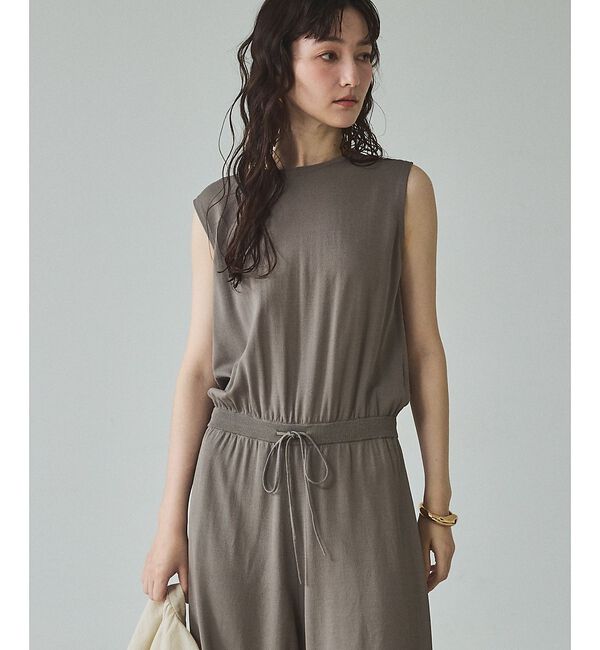 qualite「【接触冷感】レーヨンストレッチオールインワン」|オールインワン|グレー