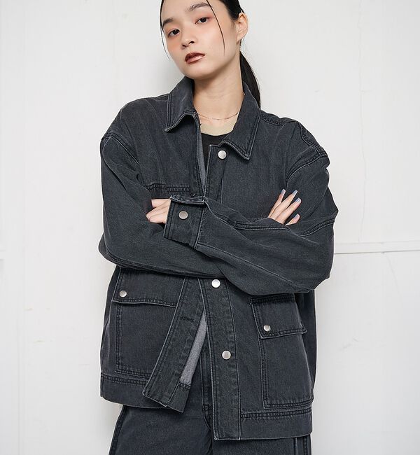 NOMINE「【セットアップ対応】オーバーサイズ デニム ジャケット / カバーオール」|その他|チャコールグレー