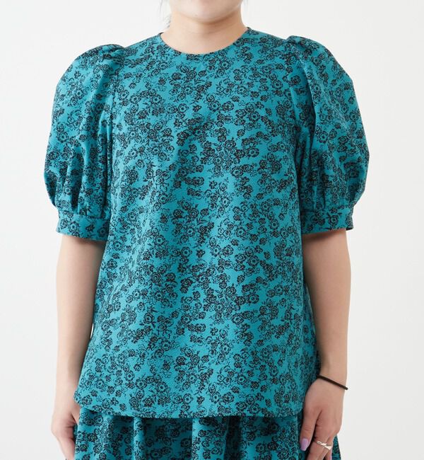 TIARA「ヴィンテージフラワープリントギャザーブラウス」|シャツ・ブラウス|