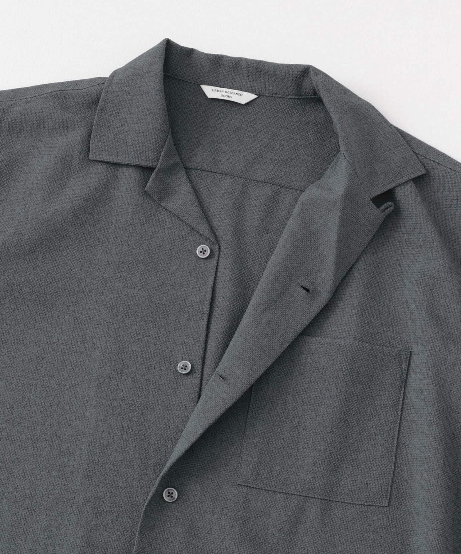 URBAN RESEARCH DOORS「マイクロサッカー オープンカラー ショートスリーブシャツ」|シャツ・ブラウス|