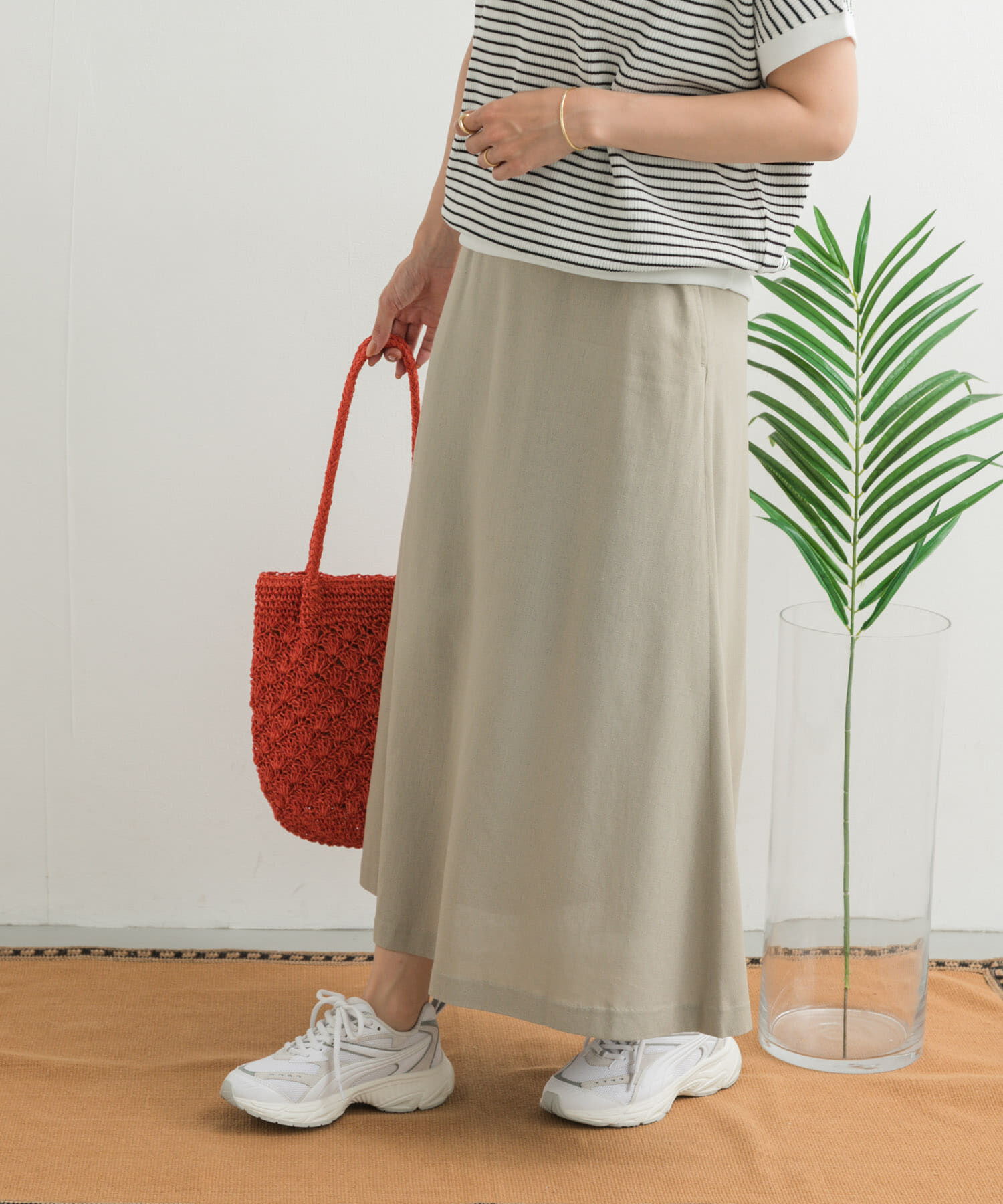 URBAN RESEARCH DOORS「麻混レーヨンフレアスカート」|スカート|