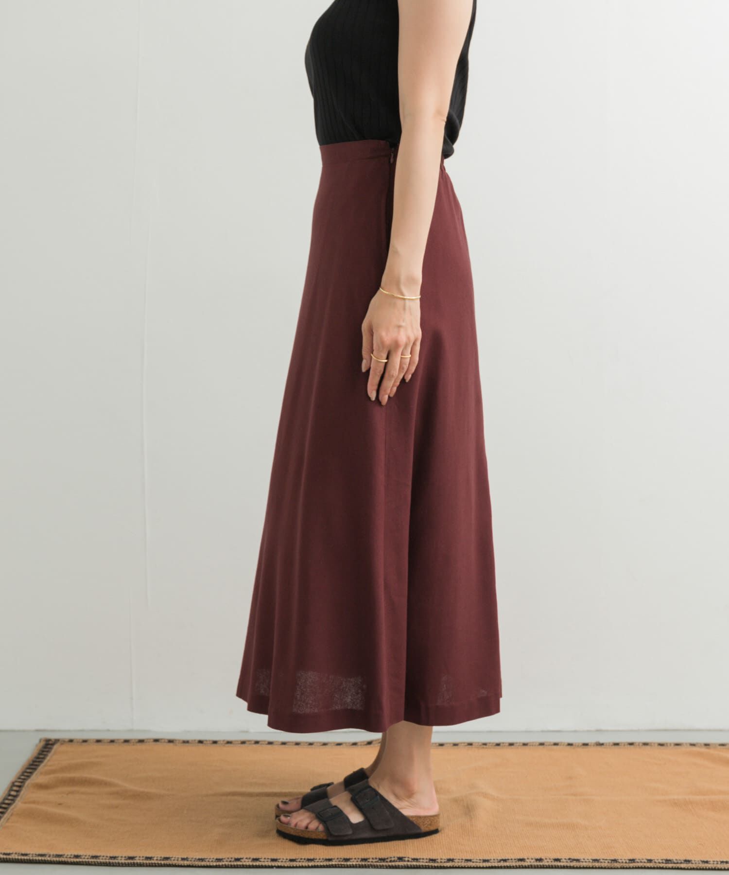 URBAN RESEARCH DOORS「麻混レーヨンフレアスカート」|スカート|