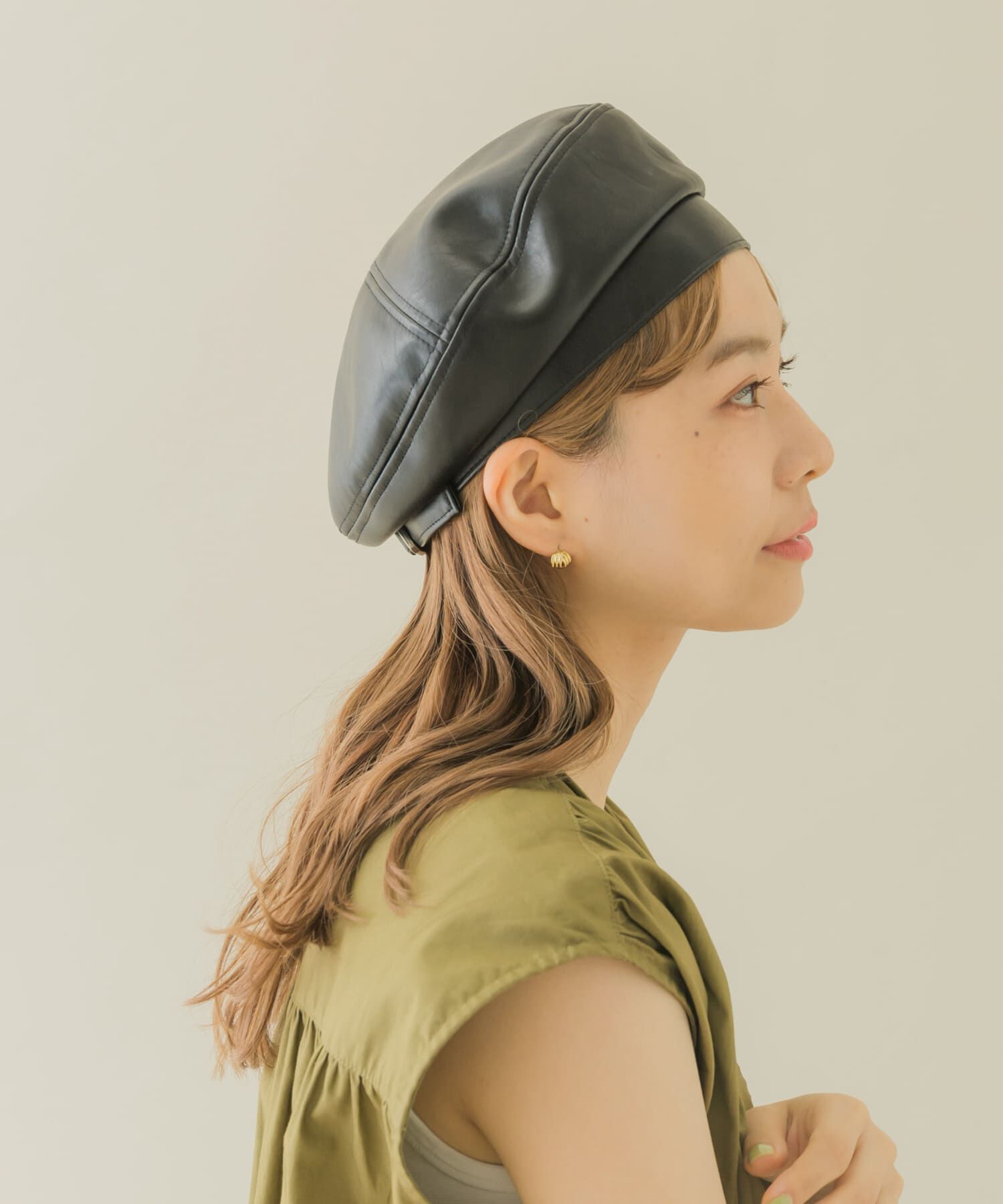 SMELLY「フェイクレザーバックルベレー」|ハンチング・ベレー帽|