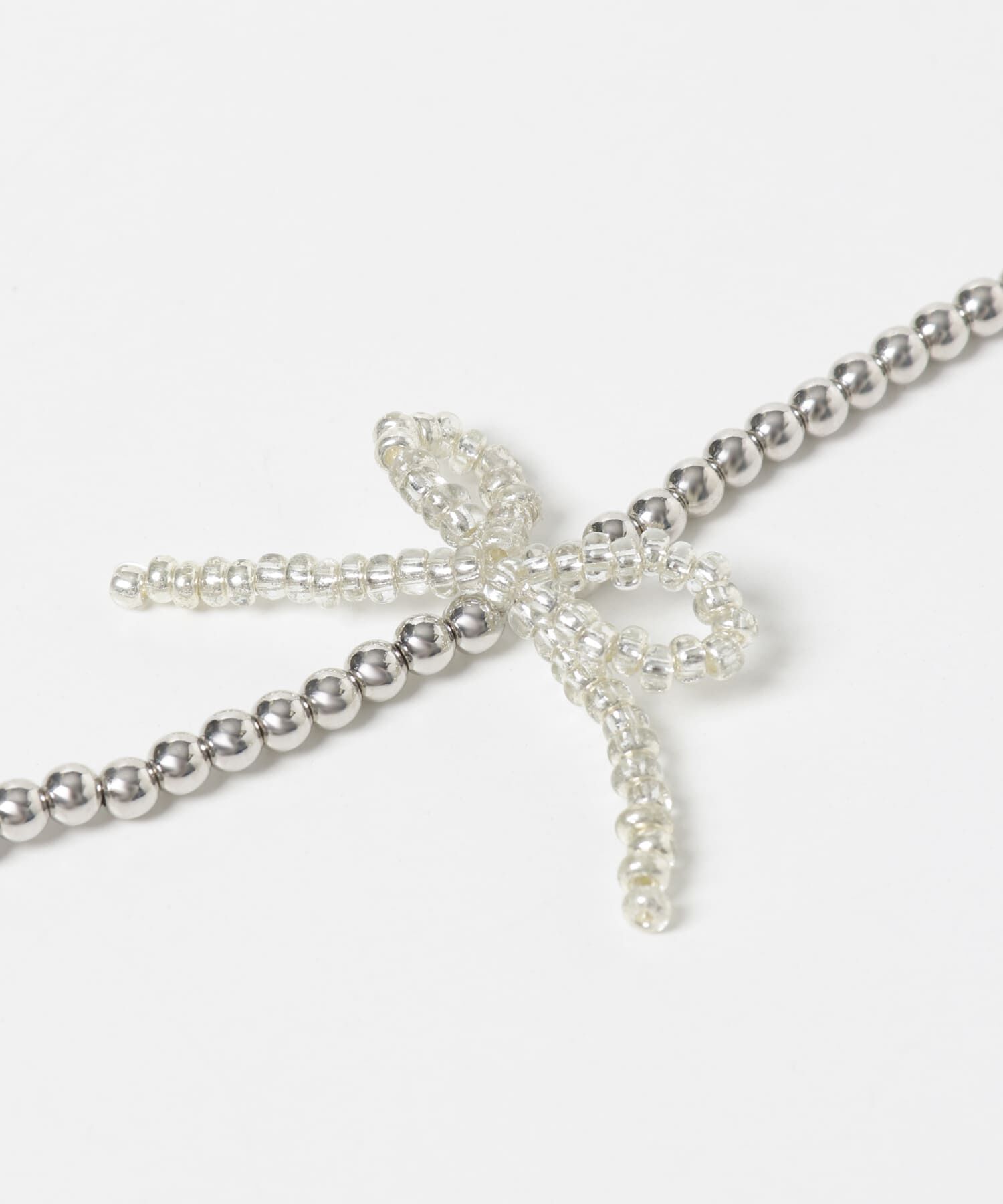 SMELLY「メタルビーズリボンネックレス」|ネックレス|