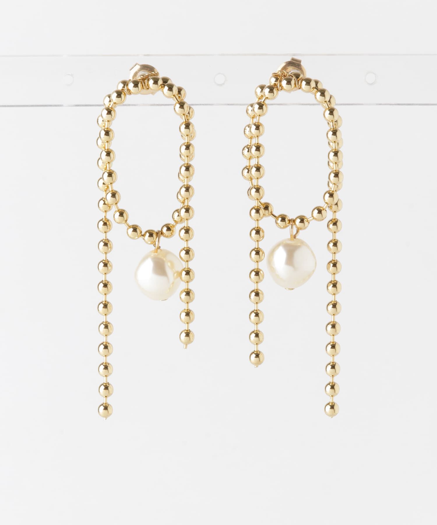 SMELLY「ボールチェーンパールポイントピアス」|ピアス|