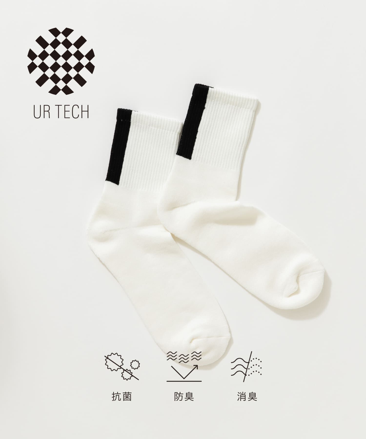URBAN RESEARCH「『UR TECH』バックラインソックス」|ソックス|ブラック