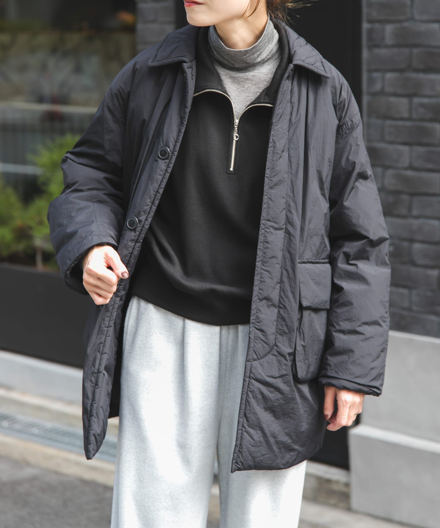 URBAN RESEARCH DOORS「FORK&SPOON　SORONAバルカラーコート」|ノーカラーコート|ブラック