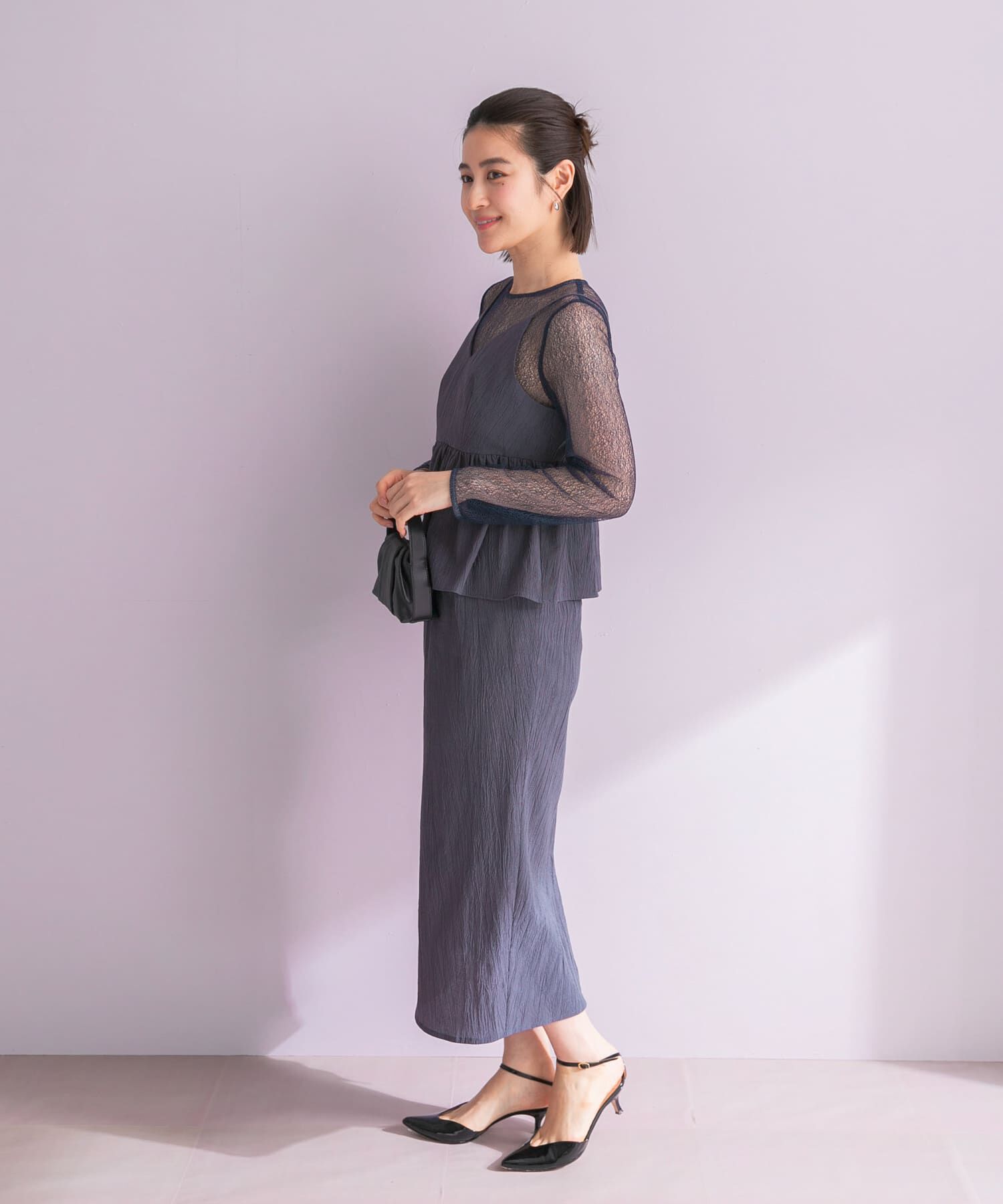 URBAN RESEARCH ROSSO「kaene　レイヤードペプラムドレス」|ワンピース|ブルー系その他