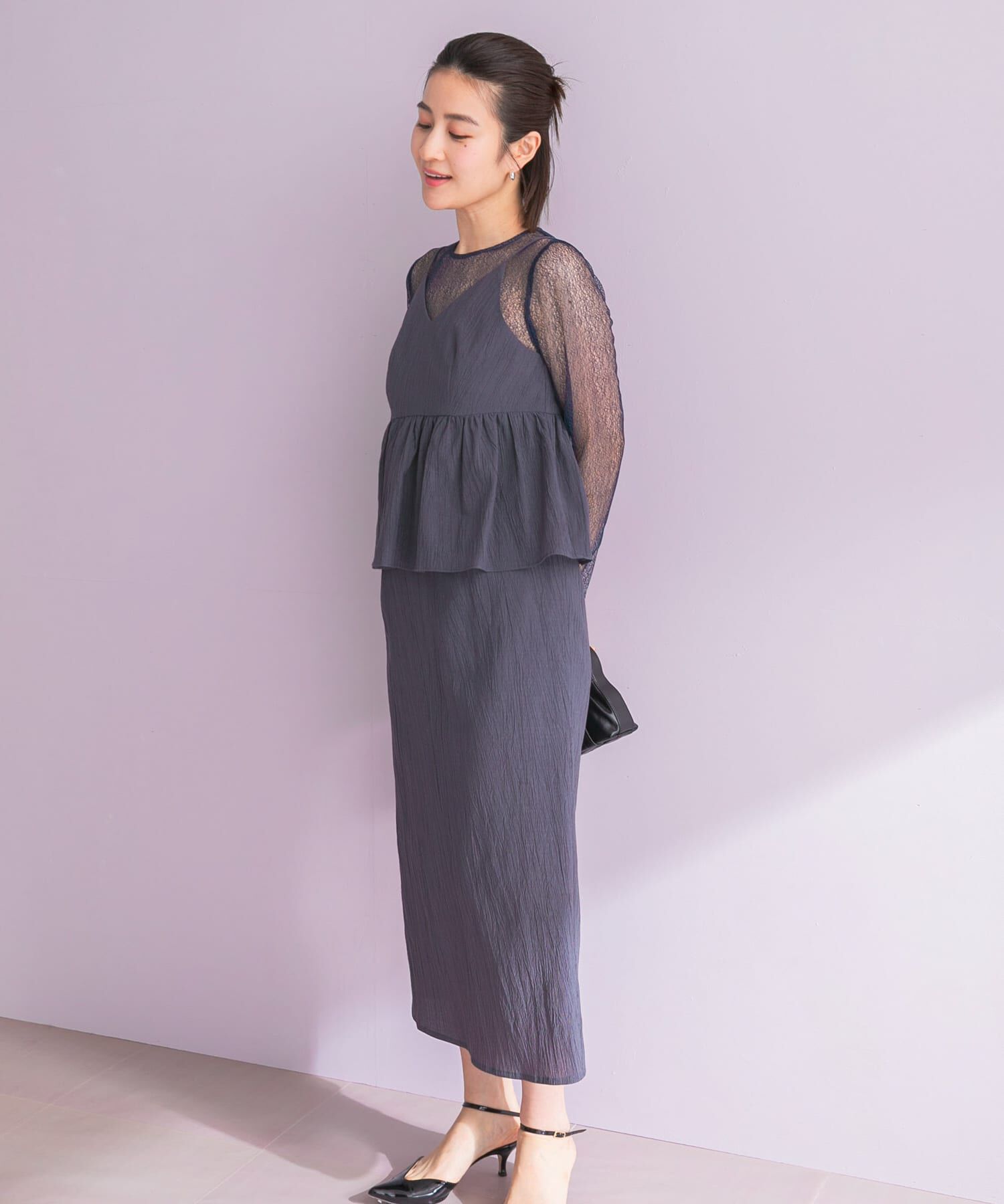 URBAN RESEARCH ROSSO「kaene　レイヤードペプラムドレス」|ワンピース|