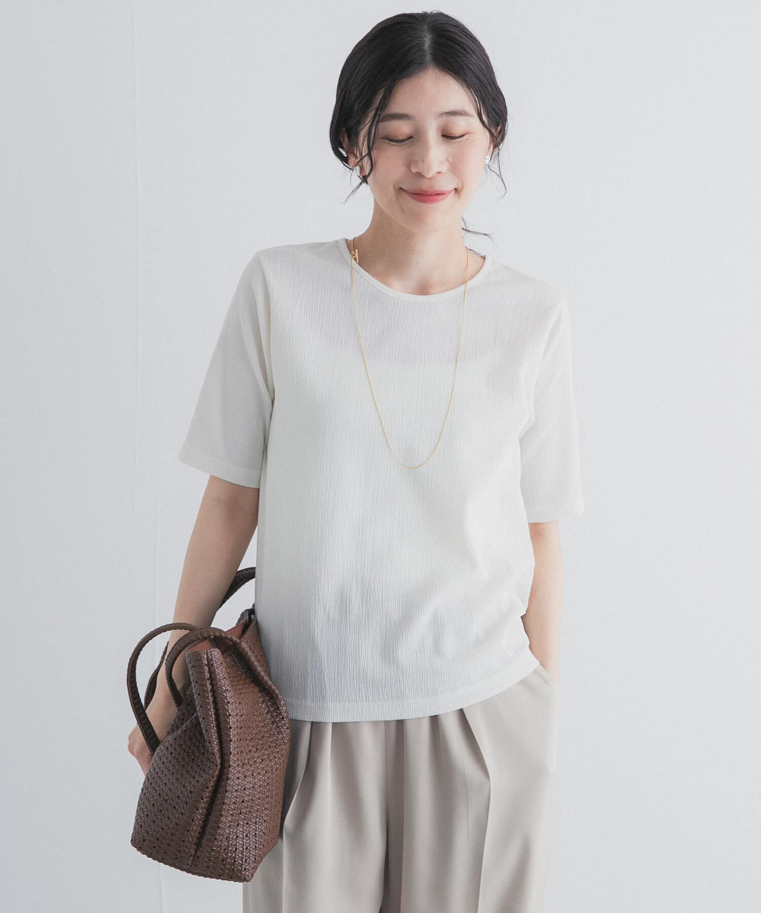 URBAN RESEARCH DOORS「5分袖楊柳カットTシャツ」|Tシャツ・カットソー|