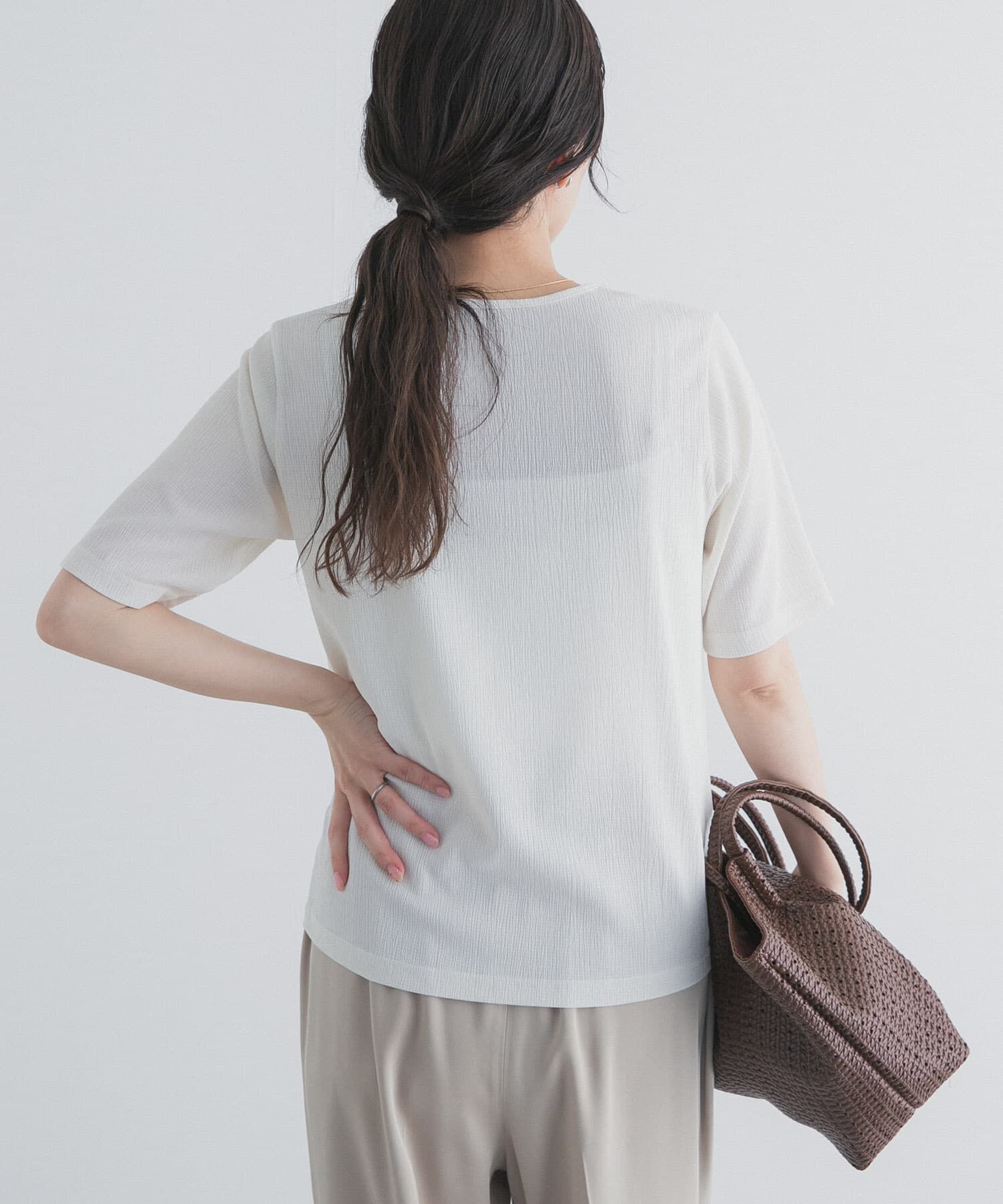 URBAN RESEARCH DOORS「5分袖楊柳カットTシャツ」|Tシャツ・カットソー|