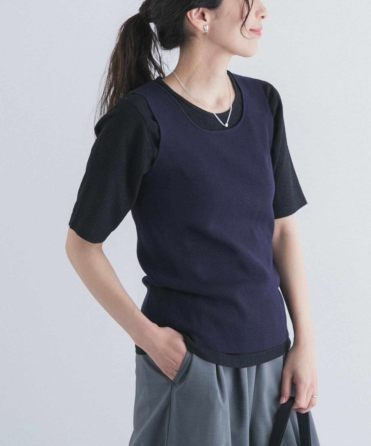 URBAN RESEARCH DOORS「5分袖楊柳カットTシャツ」|Tシャツ・カットソー|