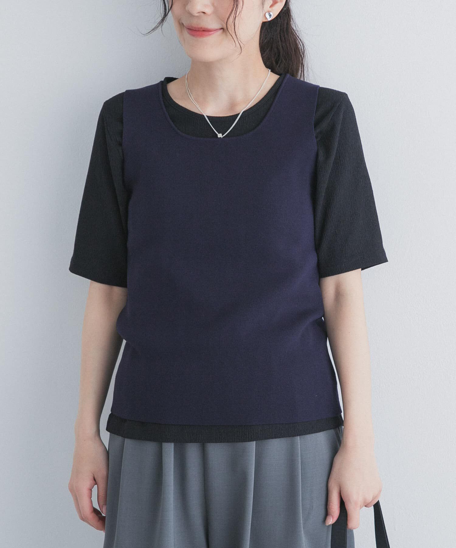 URBAN RESEARCH DOORS「5分袖楊柳カットTシャツ」|Tシャツ・カットソー|