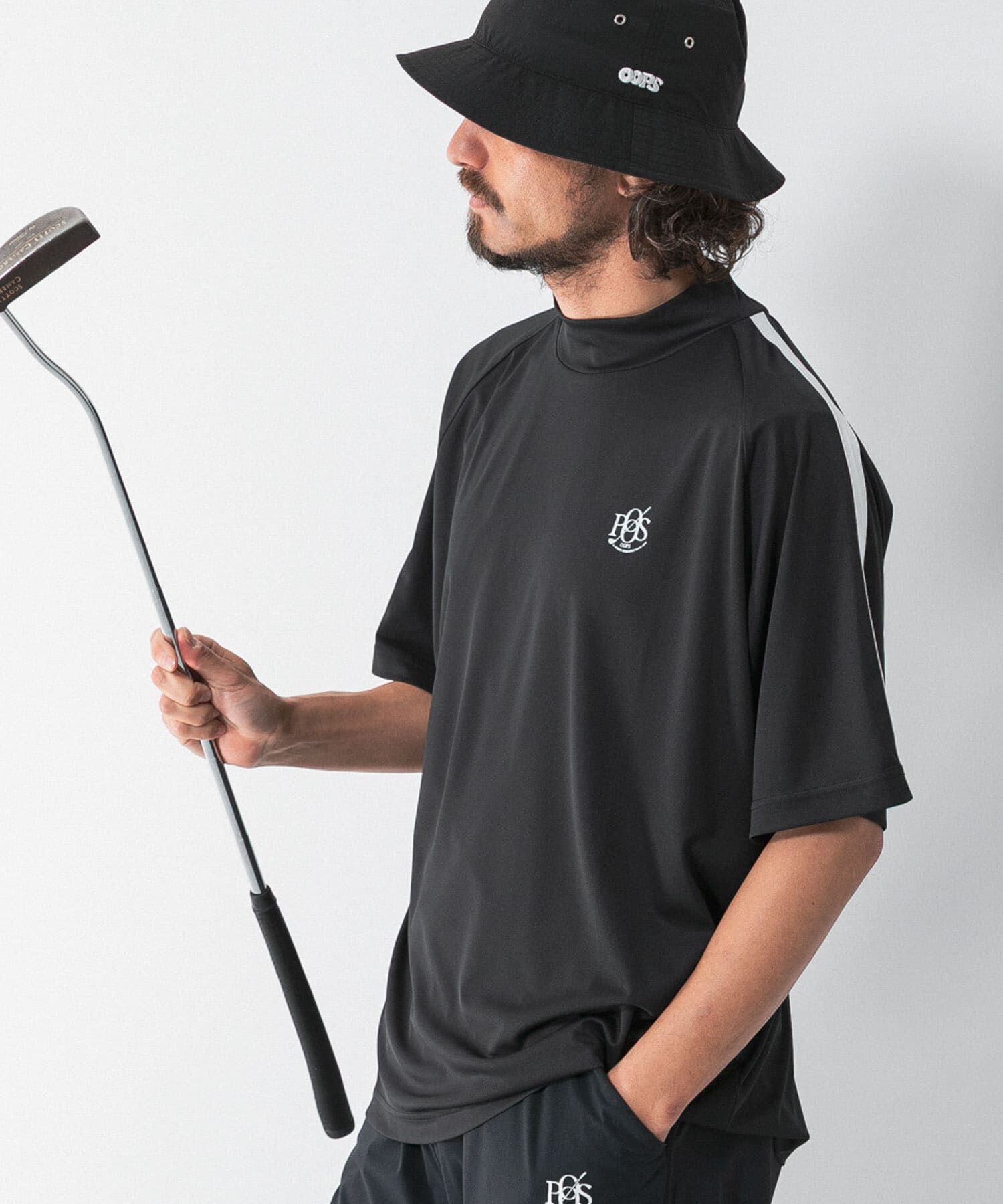 Sonny Label 「OOPS　吸水速乾ラインモックネックTシャツ」|Tシャツ・カットソー|ブラック