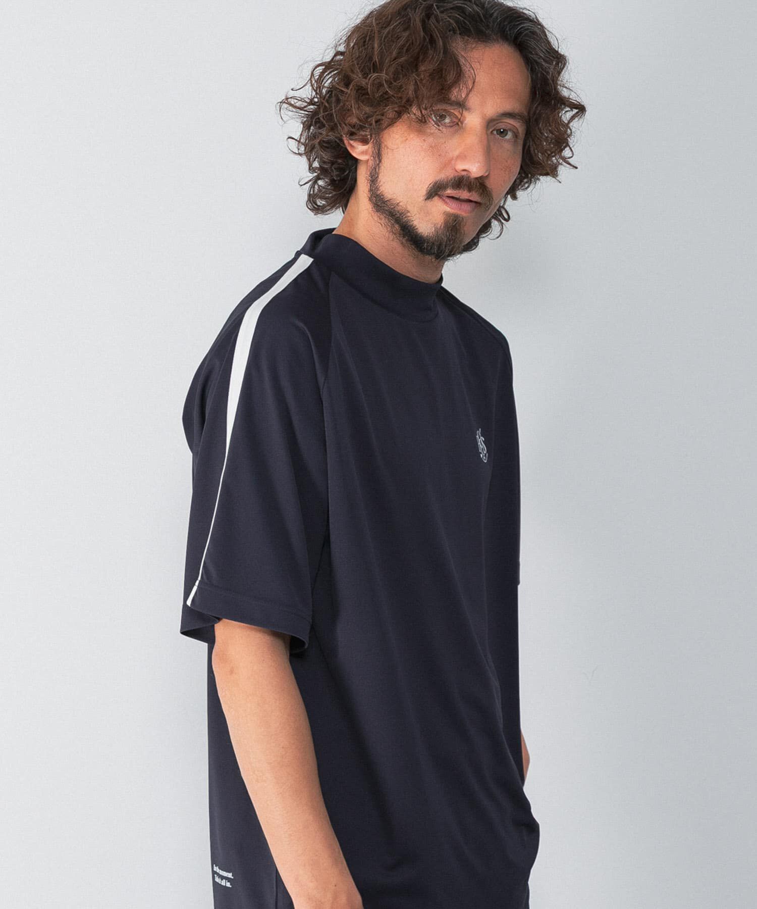 Sonny Label 「OOPS　吸水速乾ラインモックネックTシャツ」|Tシャツ・カットソー|