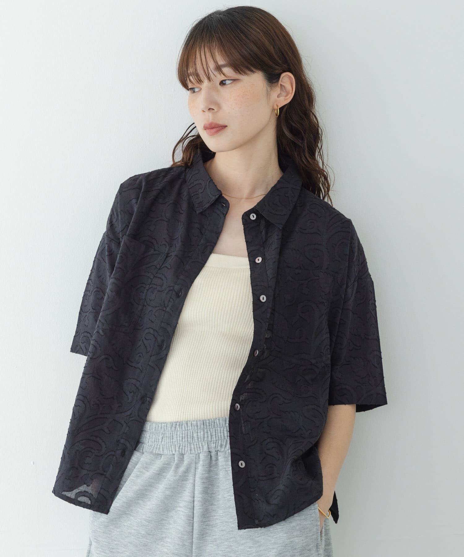 Sonny Label 「ボタニカル柄コットンジャガードシャツ」|シャツ・ブラウス|