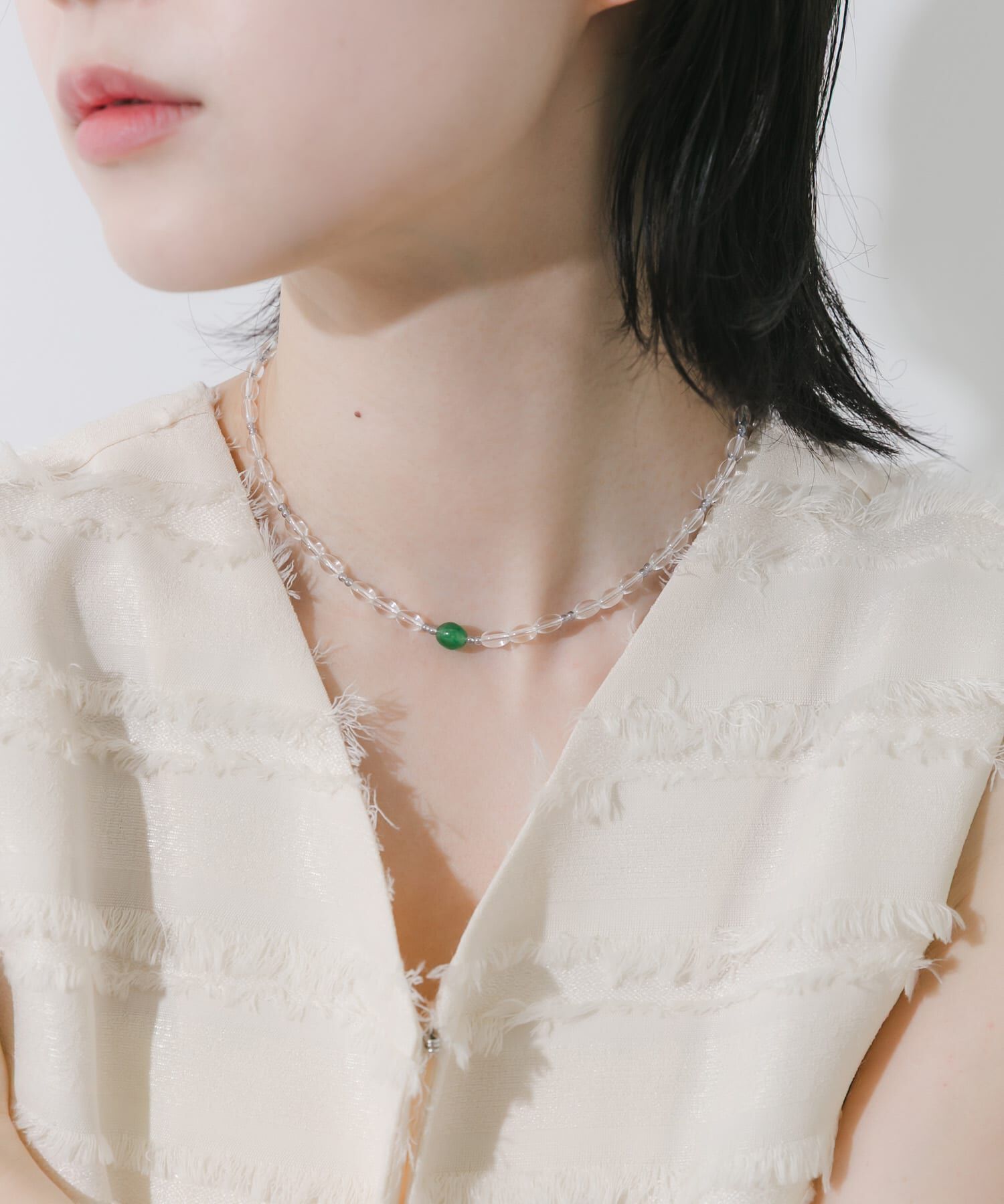 SMELLY「ステンレスカラートップクリアビーズネックレス」|ネックレス|