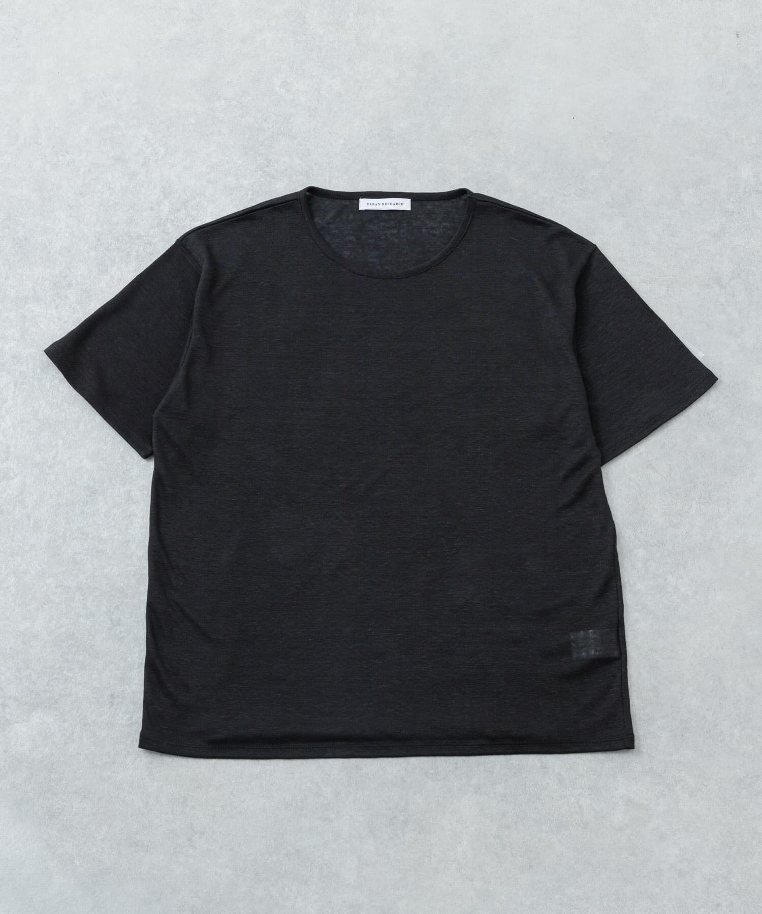 URBAN RESEARCH「LINEN NARROW TRIM T-SHIRTS」|Tシャツ・カットソー|ブラック