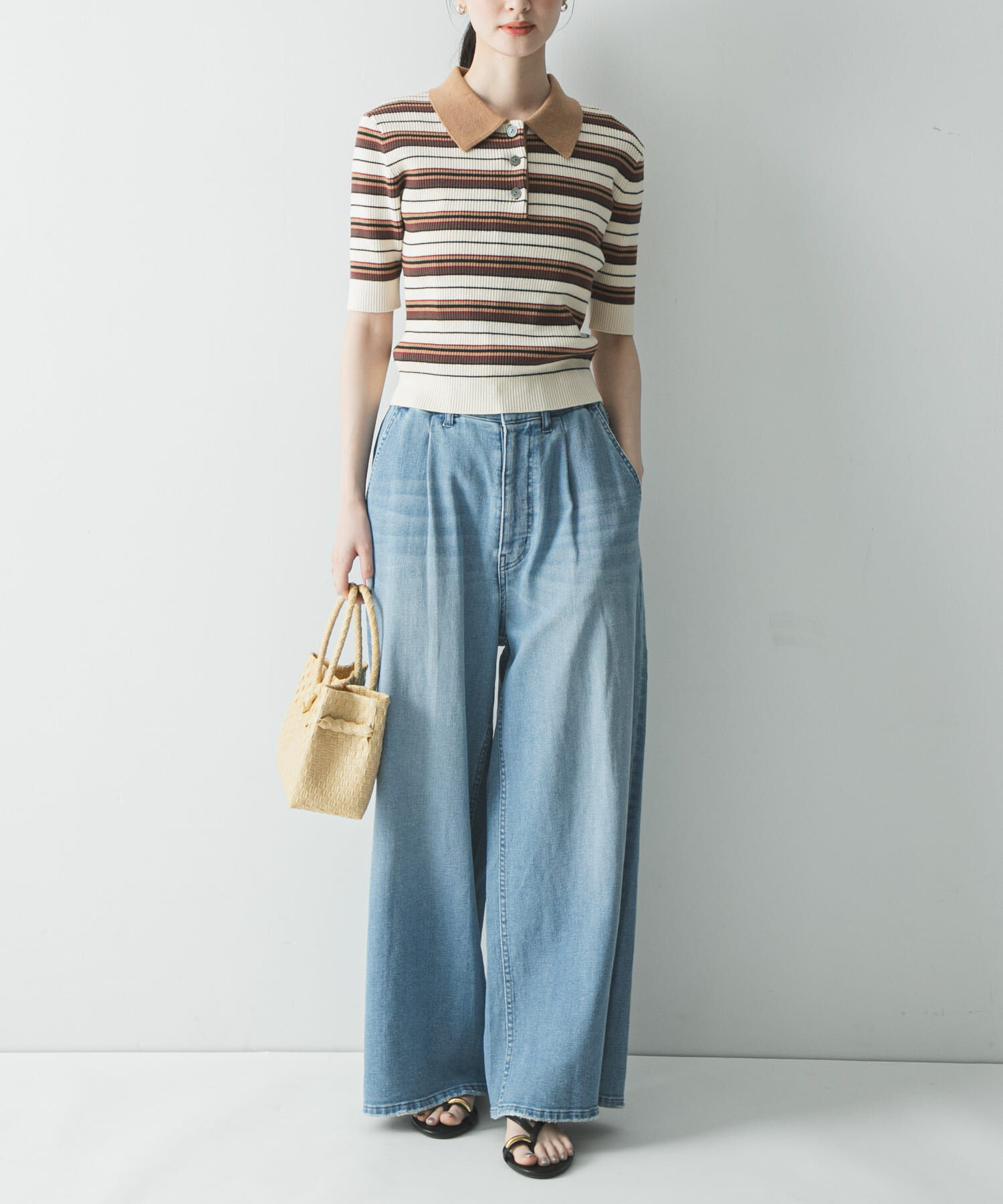 URBAN RESEARCH「コットンシルクハーフスリーブポロ衿ニット」|ニット・セーター|